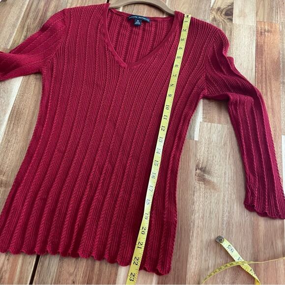 Banana Republic V Neck Wine Red Sweater Delicate Knit - Picture 6 of 6